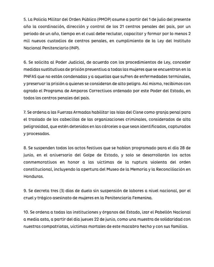 Policía Militar asumirá la dirección de todas las cárceles de Honduras