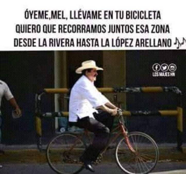 Divertidos memes de Mel Zelaya en bicicleta