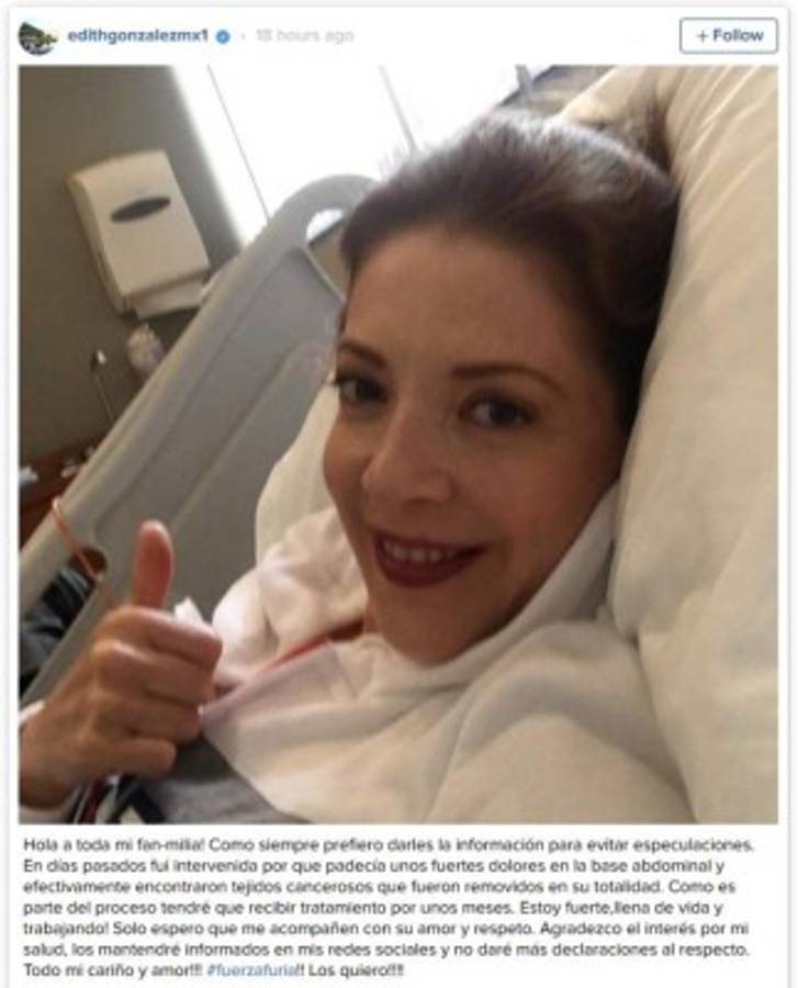 La actriz resalto en su publicación que mantendría informados sobre su salud, pero que no daría más detalles al respecto.