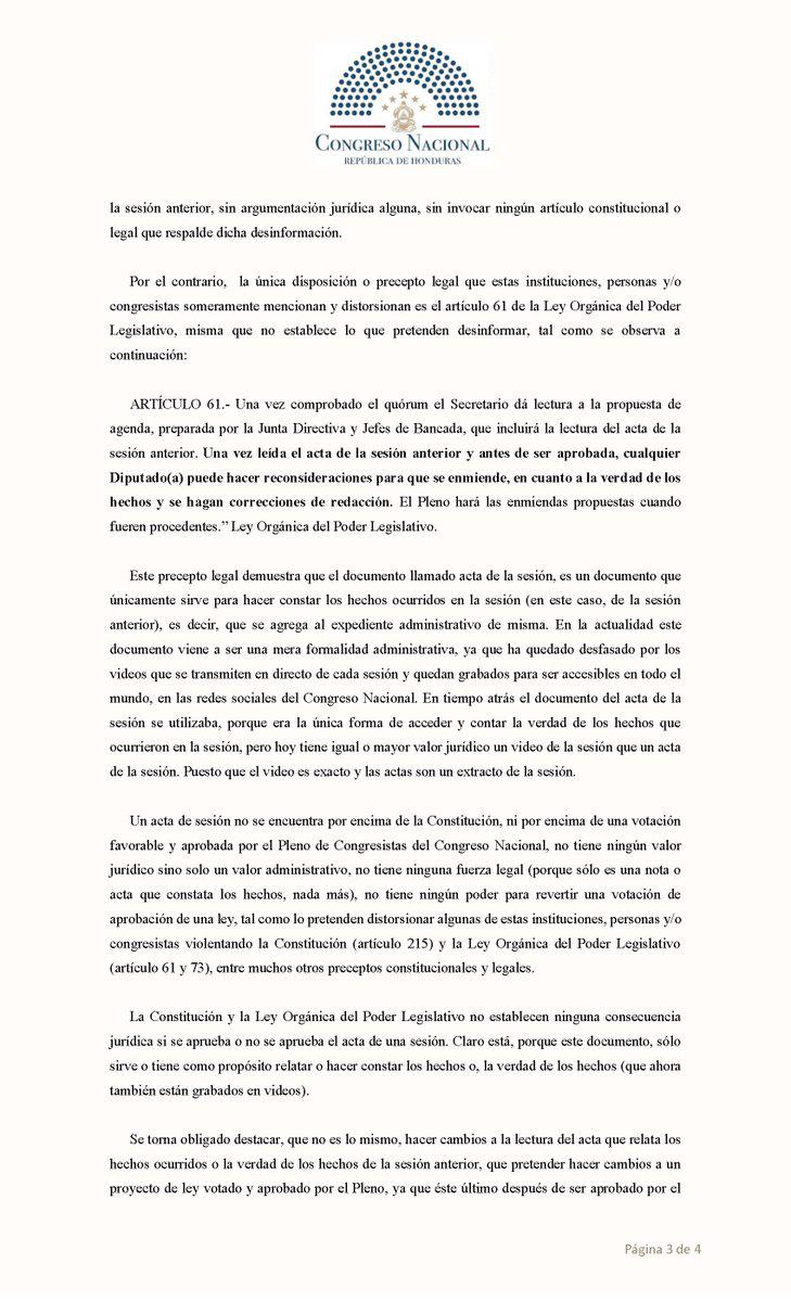 Qué dice el documento que justifica “no ratificar el acta de sesión” donde se votó por el decreto del CAF