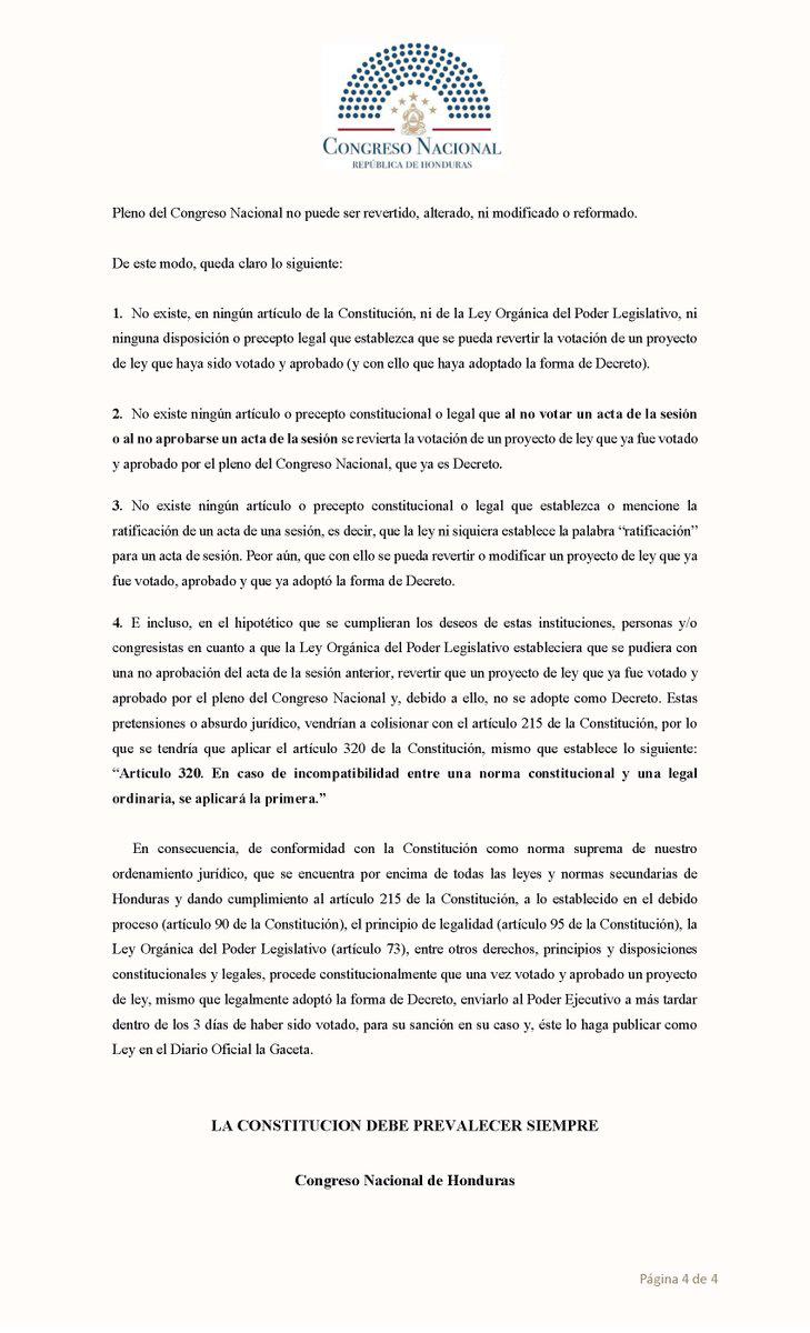 Qué dice el documento que justifica “no ratificar el acta de sesión” donde se votó por el decreto del CAF