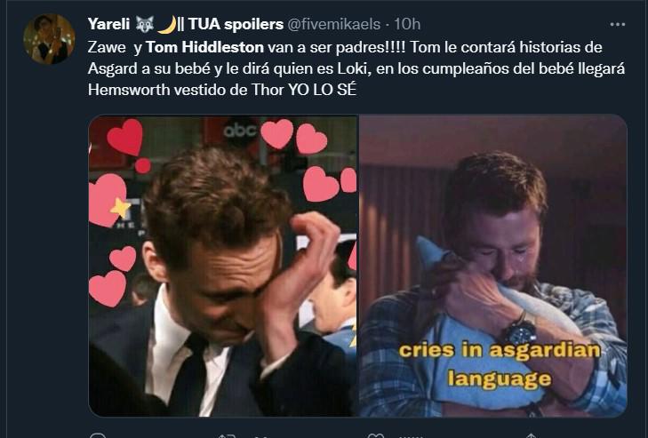 Tom Hiddleston se convertirá en padre y las redes explotan con divertidos memes de “baby Loki”