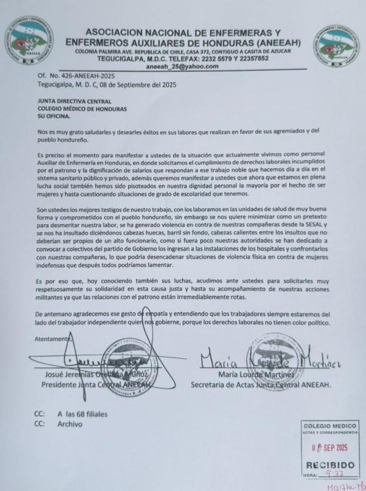 La ANEEAH pidió el apoyo y la solidaridad del gremio médico en la lucha que este lunes sumó ocho días.
