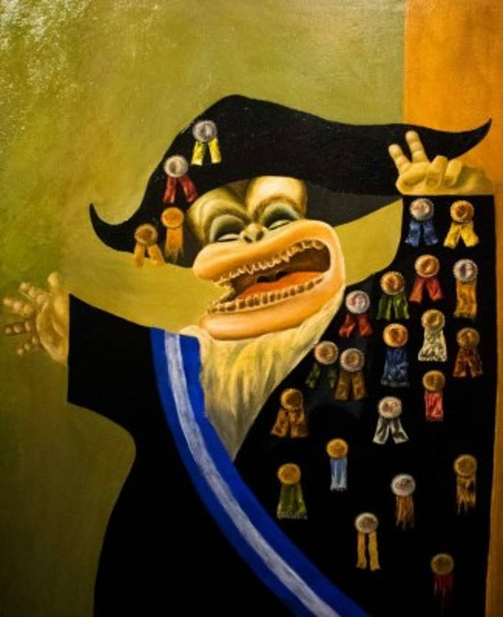 “El candidato” (1976). Esta obra es una clásica expresión del realismo crítico de corte expresionista; con audaz ironía el artista retrata las animalescas dictaduras militares. Foto: Daniela Lozano.