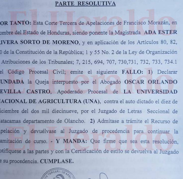 La Corte Tercera de Apelaciones falló con lugar una queja interpuesta por la defensa de la Universidad Nacional de Agricultura, luego de comprobar que el Arancel de los Profesionales de las Ciencias Agrícolas es inconstitucional e inaplicable.