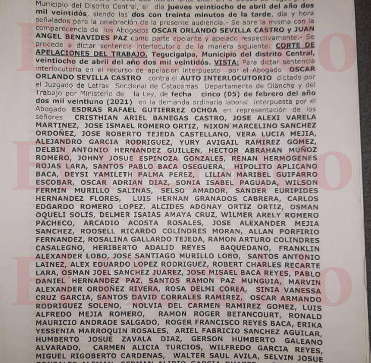 Certificación 14309 en la cual consta la resolución de la Corte de Apelaciones del Trabajo anulando el oficio de fecha cinco de febrero de 2021.