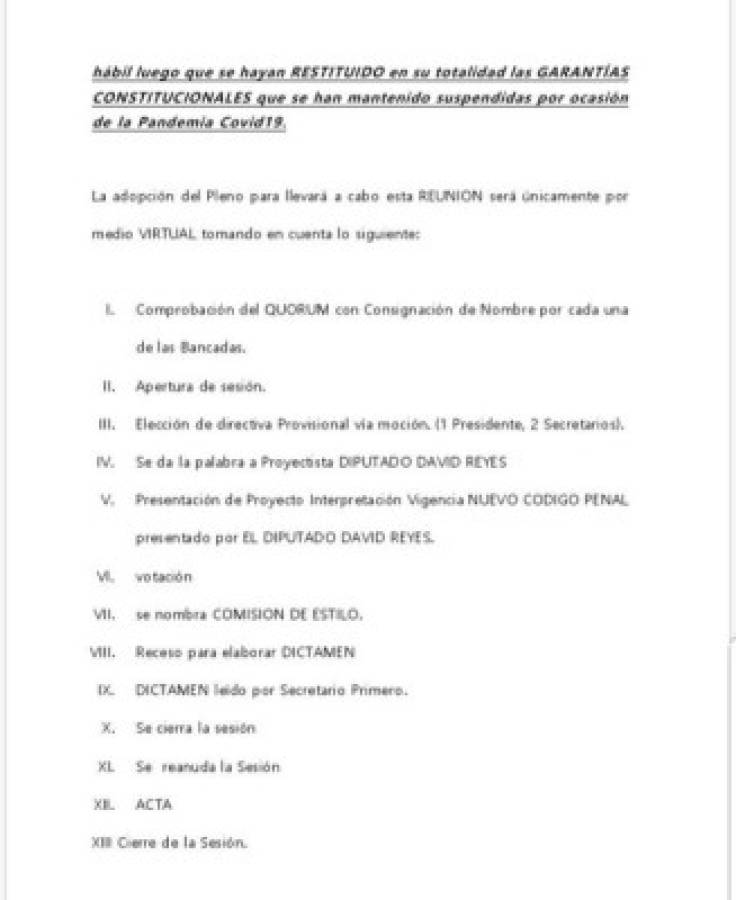 Diputados de oposición realizan sesión para frenar nuevo Código Penal