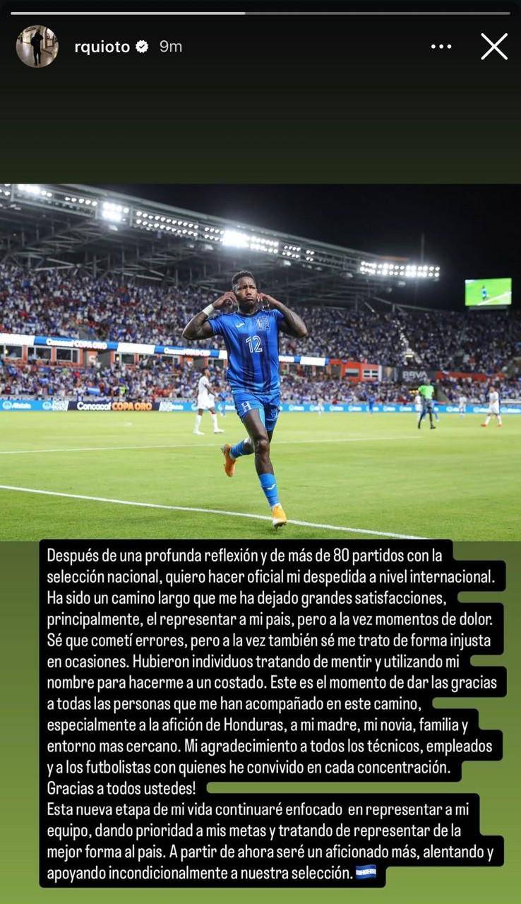 Romell Quioto desata la polémica: Se retira de la Selección de Honduras y señala culpables