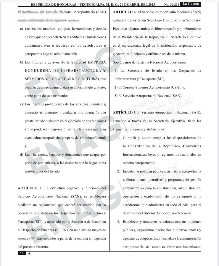 Crean el Servicio Aeroportuario Nacional para la administración de aeropuertos en Honduras