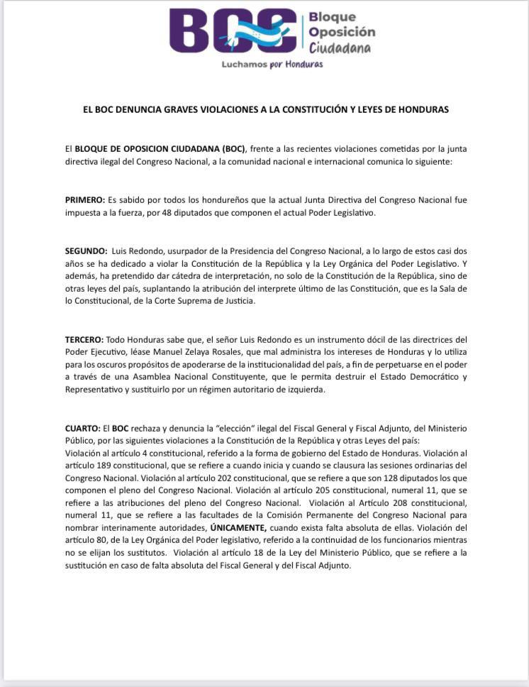 BOC rechaza nombramiento de fiscales interinos por Comisión Permanente