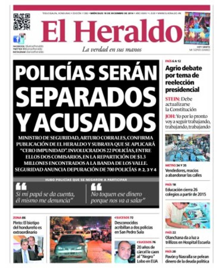 Honduras: Cuatro policías TIGRES confesaron hurto de $1.3 millones