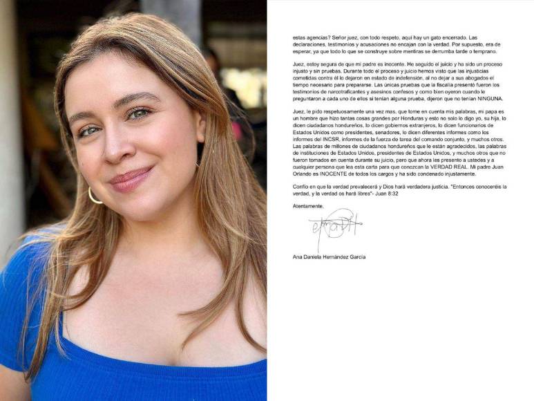 La emotiva carta de la hija de JOH que conmovió al juez Kevin Castel