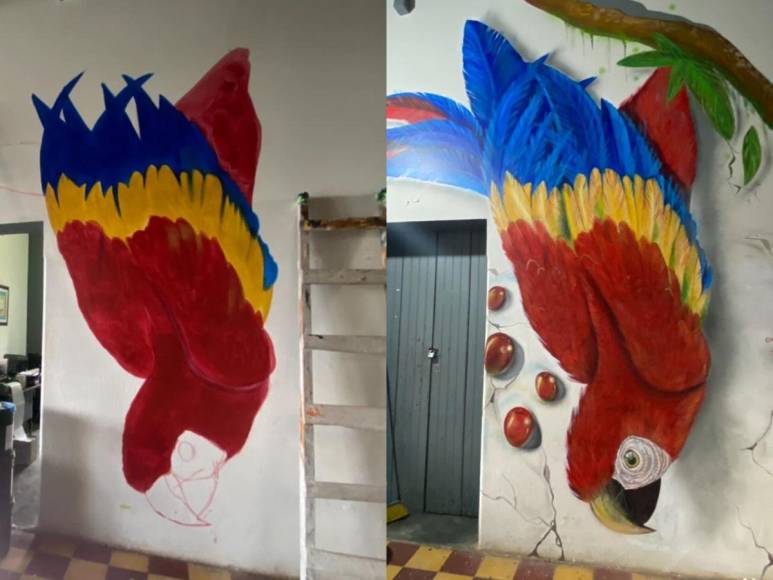¡Amor por sus hijos y el arte! Conoce a Kevin Castejón, el talento detrás de los murales hondureños