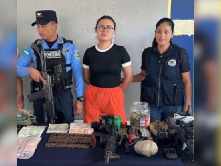 Viajes y lujos presumía Lindy Rodríguez, joven detenida con armas, droga y dinero en Ocotepeque