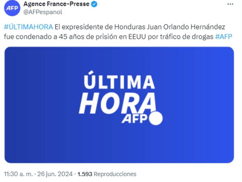 Así informaron medios de comunicación internacionales la sentencia de JOH