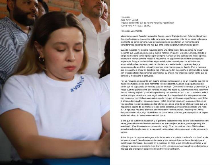 La emotiva carta de la hija de JOH que conmovió al juez Kevin Castel