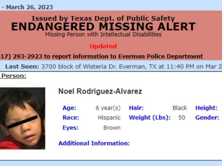 Caso Noel Rodríguez-Álvarez: Policía revela nuevos detalles sobre niño hispano desaparecido en Texas, EEUU