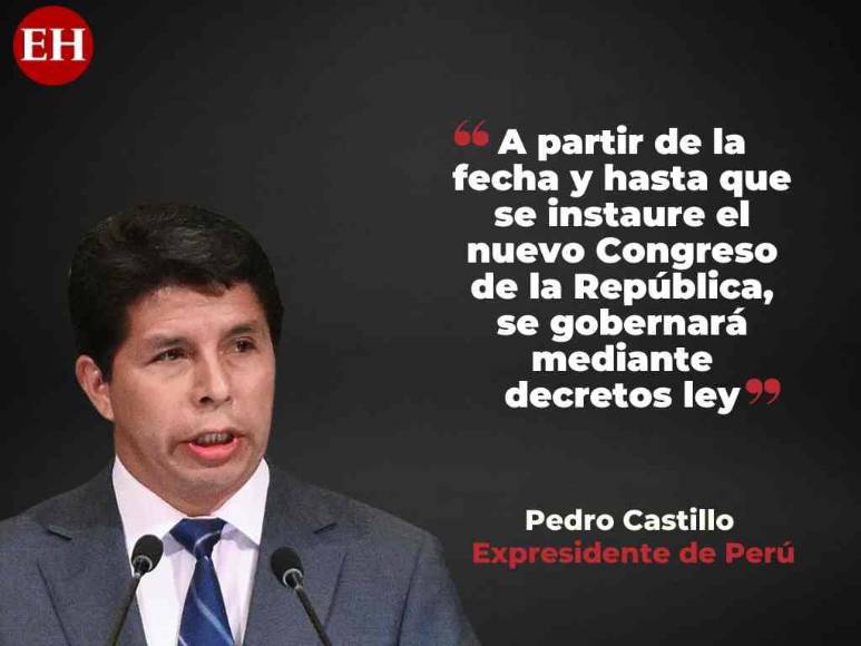 Frases de Pedro Castillo al anunciar disolución del Congreso Nacional y declarar estado de excepción en Perú