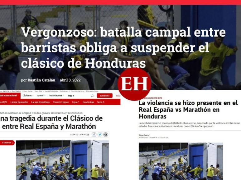 Así reaccionaron medios internacionales tras batalla campal en el Real España-Marathón