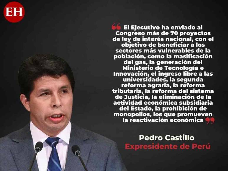Frases de Pedro Castillo al anunciar disolución del Congreso Nacional y declarar estado de excepción en Perú