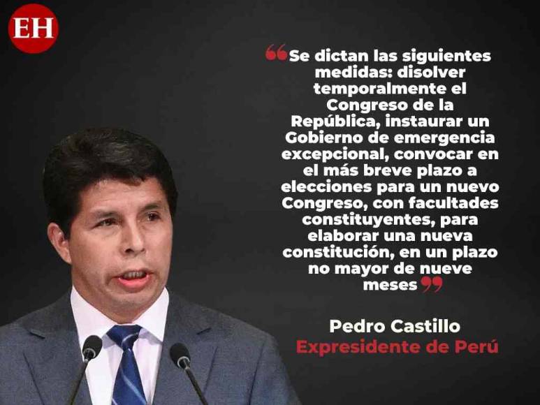 Frases de Pedro Castillo al anunciar disolución del Congreso Nacional y declarar estado de excepción en Perú