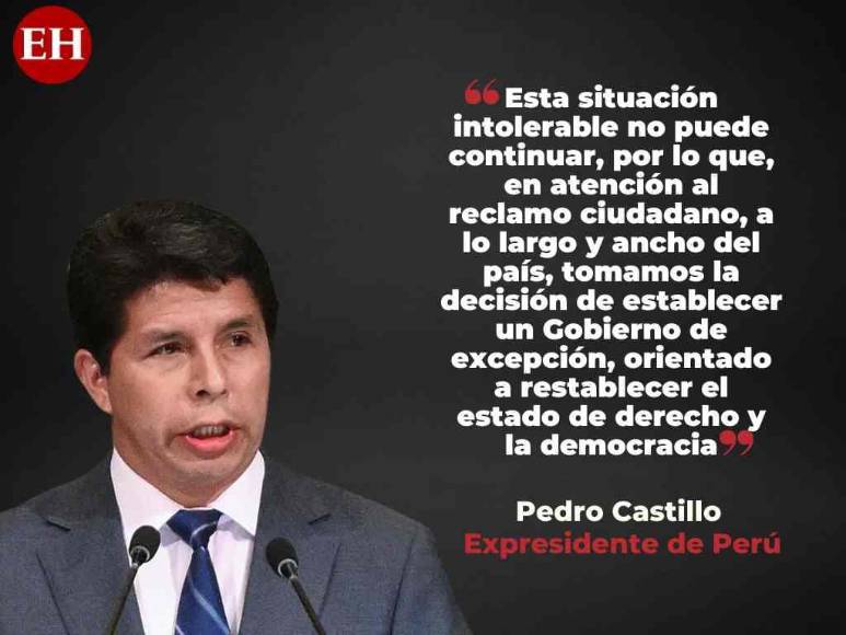 Frases de Pedro Castillo al anunciar disolución del Congreso Nacional y declarar estado de excepción en Perú