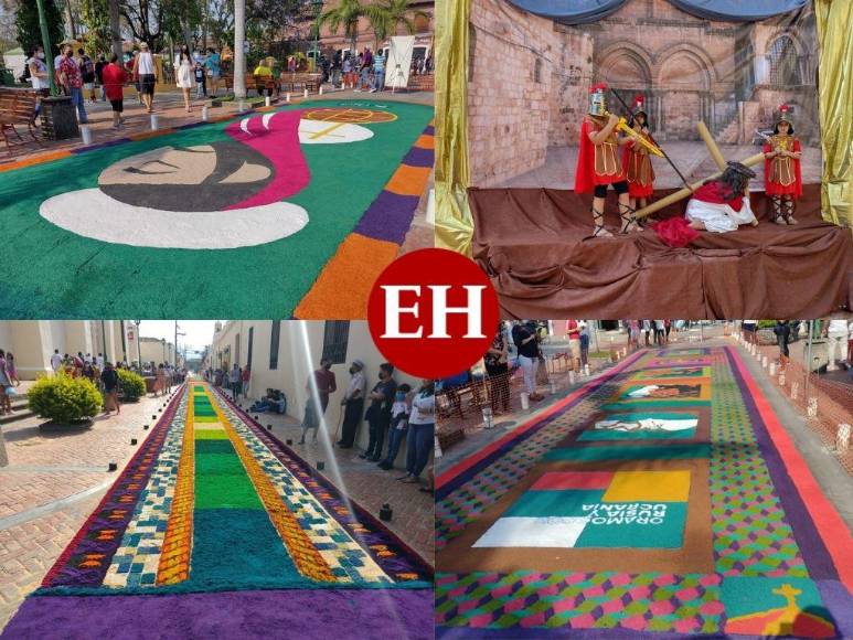 Comayagua viste de arte el Viernes Santo con las alfombras de aserrín (Fotos)