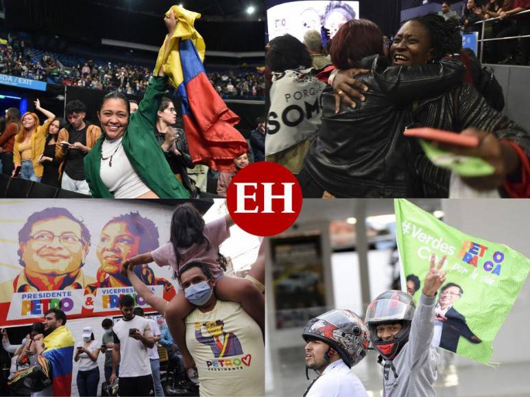 Colombianos celebran el triunfo de Gustavo Petro, presidente de Colombia (Fotos)