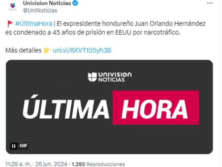 Así informaron medios de comunicación internacionales la sentencia de JOH