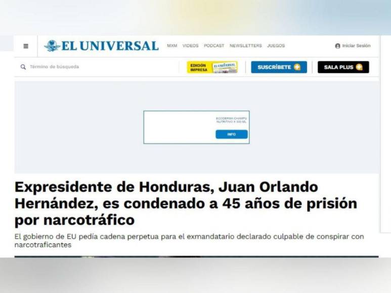 Así informaron medios de comunicación internacionales la sentencia de JOH
