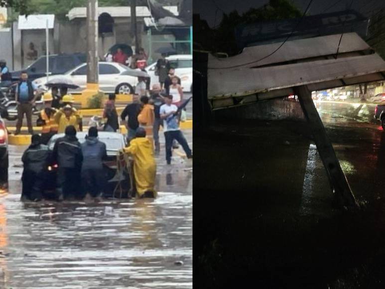Calles inundadas, autos atrapados y daños por lluvias en la capital