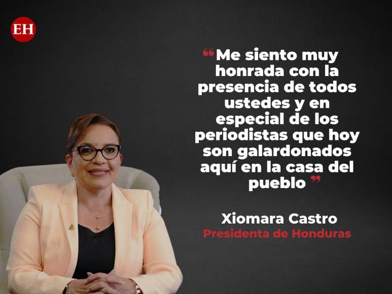 Xiomara Castro y sus frases destacadas en la entrega de Premios periodísticos “Mártires de la Resistencia”