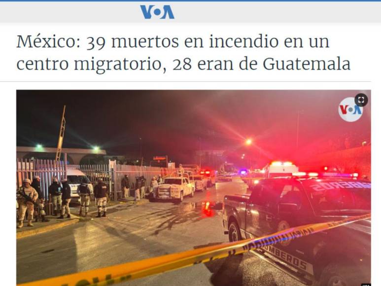 “Tragedia”: así informa el mundo la muerte de migrantes en un incendio en México