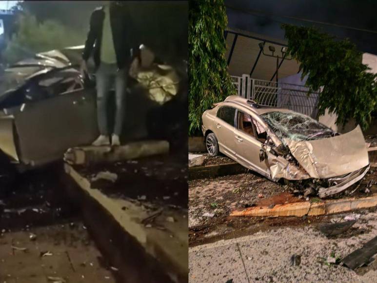 “Quedó sin carro por andar ‘loqueando’”: Las imágenes del accidente de tránsito cerca de la UNAH