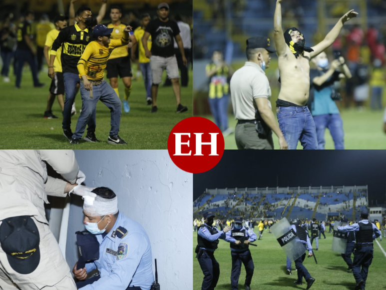 FOTOS: Así fue el violento enfrentamiento entre barras durante el clásico sampedrano