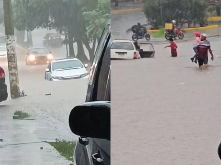 Calles inundadas, autos atrapados y daños por lluvias en la capital