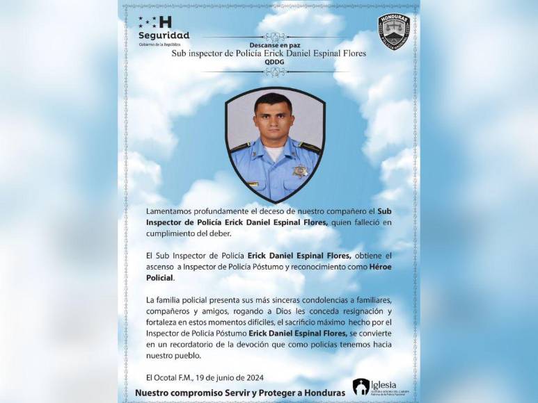 Lo que se sabe del asesinato del policía Erick Flores en Siguatepeque