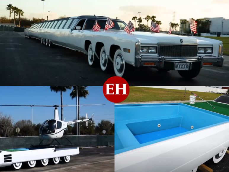24 ruedas, piscina y helipuerto, así es el auto más largo del mundo