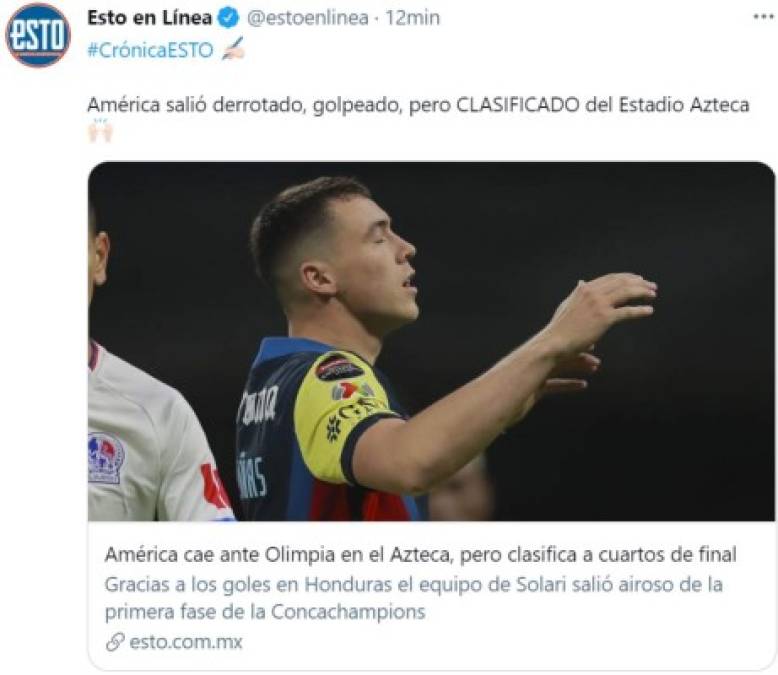 ¿Qué dice la prensa mexicana luego del triunfo del Olimpia 1-0 sobre el América?