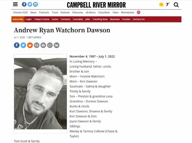 Andrew Dawson: el misterio tras la desaparición del hombre que grabó un gigante en Canadá