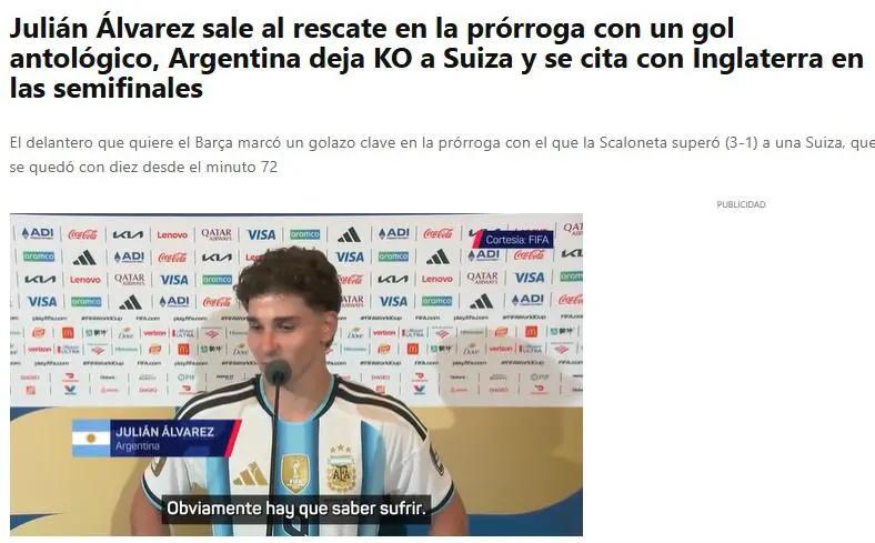 Lo que dicen los medios tras polémico triunfo de Argentina sobre Suiza para avanzar a semis