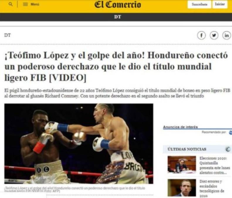 FOTOS: Hondureño Teófimo López acapara las portadas de medios internacionales