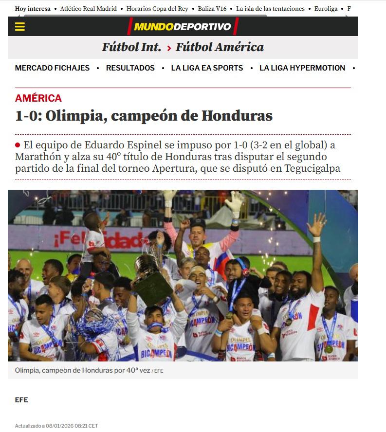 Lo que dicen los medios internacionales sobre título 40 del Olimpia