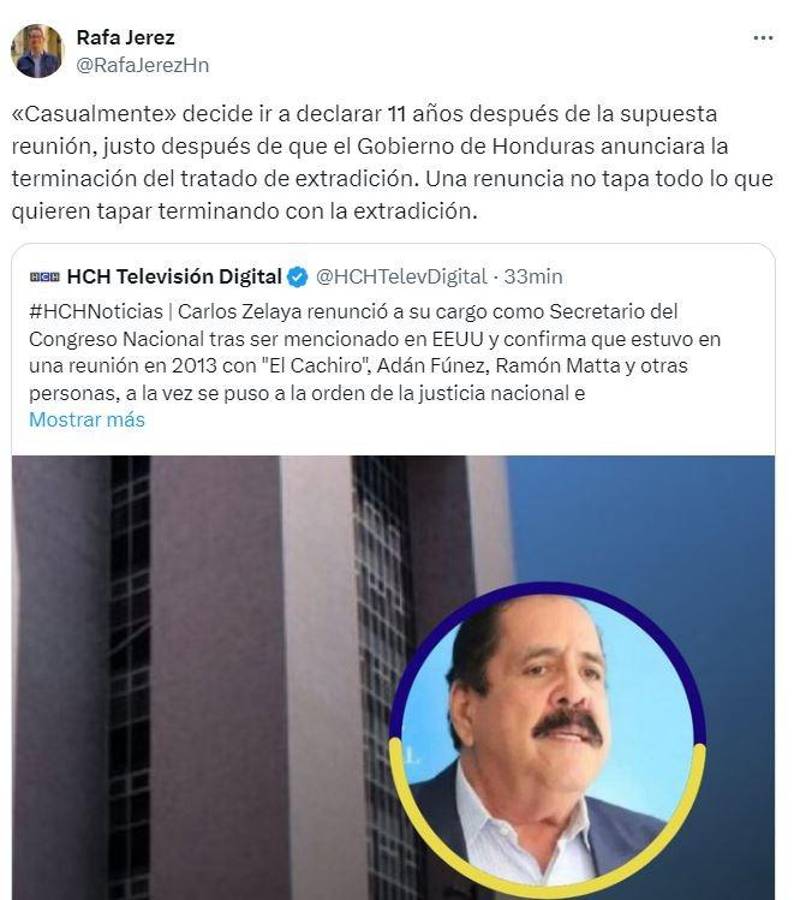 Reacciones tras la renuncia de Carlos Zelaya: “Por esto quitaron la Ley de Extradición”