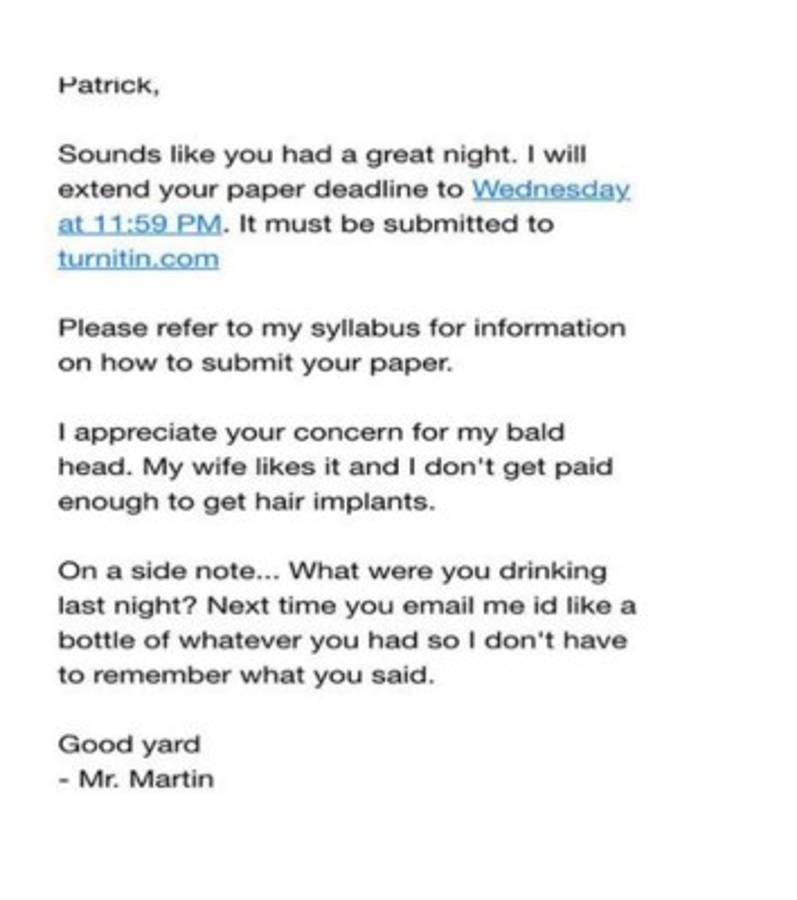 La genial respuesta de un profesor