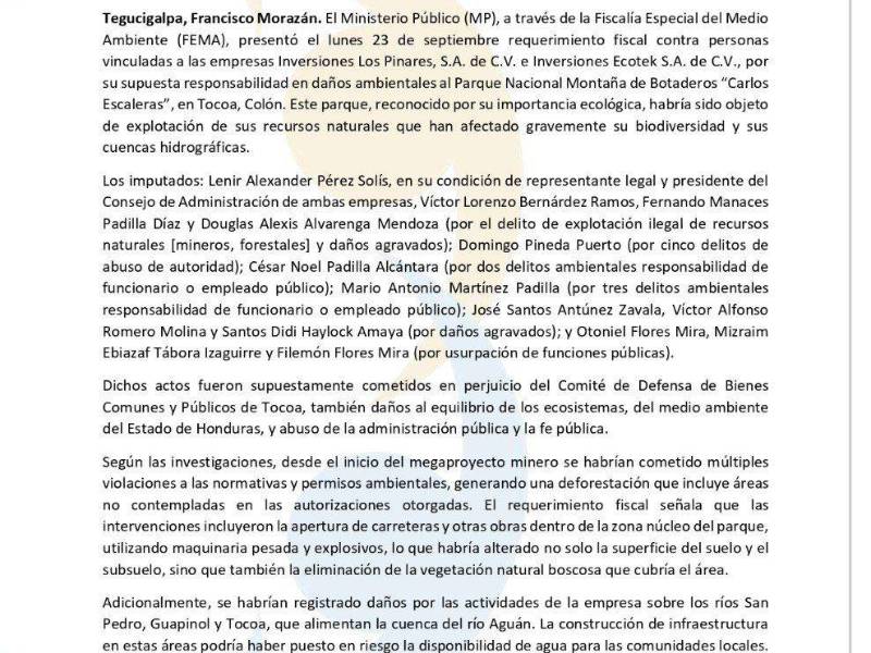 Este fue el comunicado que compartió el Ministerio Público a través de su cuenta de X.