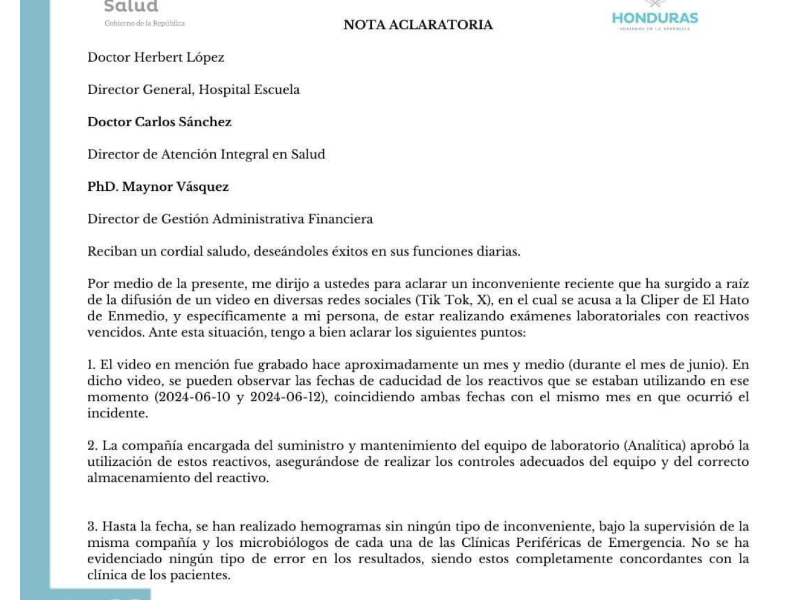 En una aclaratoria, Salud se enfocó más en asegurar que se trataba de una mala intención, pero no ahondonaron en explicar cómo es que en una emergencia usan reactivos vencidos.