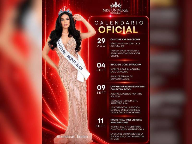 El 11 de septiembre se conocerá quién es la nueva reina de Honduras.