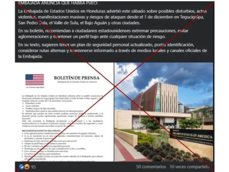 Captura de pantalla a una publicación de Facebook hecha al 30 de noviembre de 2025.