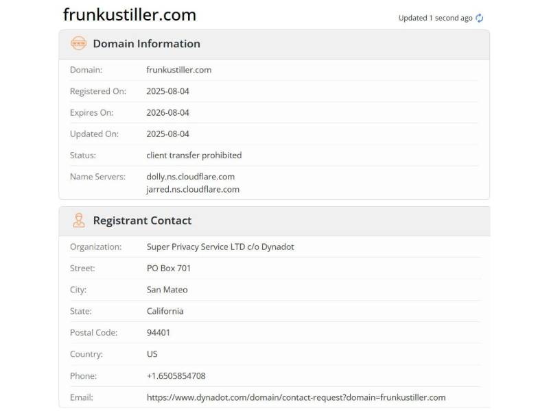 Captura de pantalla a la herramienta Who.is sobre el análisis del dominio.